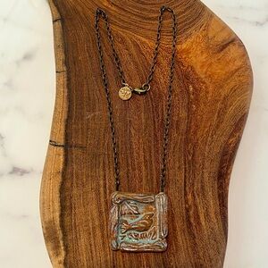 Artisan Ceramic Pendant Bird Necklace